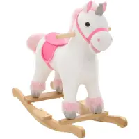 vidaXL Hobbeldier eenhoorn 65x32x58 cm pluche wit en roze