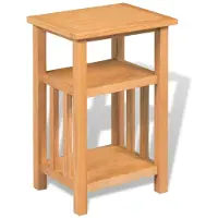 vidaXL Bijzettafel met tijdschrifthouder 27x35x55 cm massief eikenhout