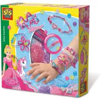 SES Creative - Glitter armbanden - armbandjes maken meisjes - inclusief bedels, kralen, draad en stickers - knutselen meisjes - knutselpakket