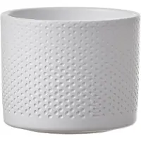 Mica Decorations Bloempot - wit - relief - keramiek - 12 x 10 cm - Plantenpotten