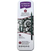 DeLOCK grafietpotlood Academy, blik van 6 stuks: 3B-2B-B-HB-H-2H
