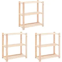 vidaXL Opbergrekken 3-laags 3 st 80x38x90 cm massief grenenhout 150 kg
