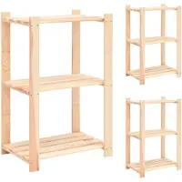 vidaXL Opbergrekken 3-laags 3 st 60x38x90 cm massief grenenhout 150 kg