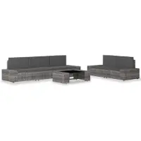 vidaXL 6-delige Loungeset poly rattan grijs