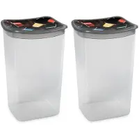 Hega hogar 2x Kunststof koffiecups bewaarbakjes 1,9 liter transparant/grijs - Vershoudbakjes