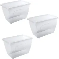 Hega hogar 3x Voorraad/vershoudbakjes hoog/diep 1,5 liter transparant 18 x 12 x 12 cm - Vershoudbakjes