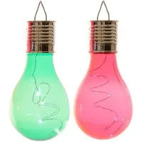 Lumineo 2x Buitenlampen/tuinlampen lampbolletjes/peertjes 14 cm groen/rood - Buitenverlichting