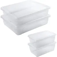 Hega hogar 4x Voedsel plastic bewaarbakjes hoog/diep 1 en laag 2 liter transparant - Vershoudbakjes