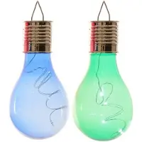 Lumineo 2x Buitenlampen/tuinlampen lampbolletjes/peertjes 14 cm blauw/groen - Buitenverlichting