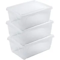 Hega hogar 3x Voedsel plastic bewaarbakje hoog/diep 0,5 liter transparant 15 x 10 x 6 cm - Vershoudbakjes