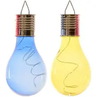 Lumineo 2x Buitenlampen/tuinlampen lampbolletjes/peertjes 14 cm blauw/geel - Buitenverlichting