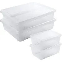 Hega hogar 4x Voedsel plastic bewaarbakjes hoog/diep 0,5 en laag 2 liter transparant - Vershoudbakjes