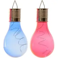 Lumineo 2x Buitenlampen/tuinlampen lampbolletjes/peertjes 14 cm blauw/rood - Buitenverlichting
