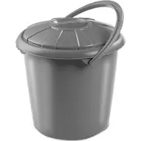 Hega hogar Afvalemmer/afvalbak grijs met deksel 14 liter 34 x 32,5 cm - Prullenbakken