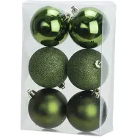 Cosy & Trendy Kerstballen - 6x st - appelgroen - 8 cm - kunststof - Kerstbal