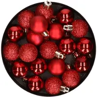 Cosy & Trendy Kerstballen - 20 st - rood - kunststof - 3 cm - Kerstbal