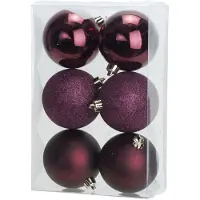 Cosy & Trendy Kerstballen - 6x st - bordeaux - 8 cm - kunststof - Kerstbal