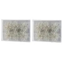 Cosy & Trendy 12x Kerstversieringen glitter kerstrozen wit op ijzerdraad - Kersthangers