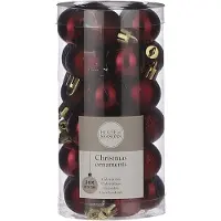 House of Seasons 30x Kleine kunststof kerstballen donkerrood 3 cm - Kerstbal