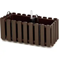 Prosperplast Fence-look plantenbak/bloembak - kunststof - 38 x 18 x 16 cm - bruin - hangend - voor binnen en buiten