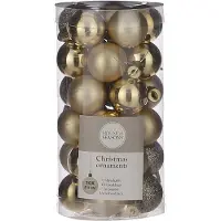 House of Seasons 60x Kleine kunststof kerstballen goud 3 cm - Kerstbal