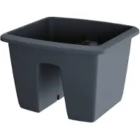 Prosperplast 1x Kunststof balkon plantenpotten/bloempotten antraciet 29 cm - Plantenpotten