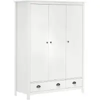 vidaXL Garderobekast met 3 deuren, Hill, wit, 127x50x170 cm, grenenhout
