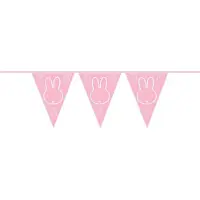 Merkloos 3x Roze Nijntje meisje geboren slingers van 6 meter - Vlaggenlijnen