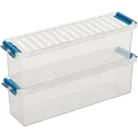 Sunware 2x Kunststof stapelbare opbergbak 1,3 liter 27 x 8,4 x 9 cm - Opbergbox