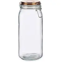 Vivalto Glazen luxe keuken voorraadpot/voorraadbus met klepdeksel koper 2100 ml - Voorraadpot