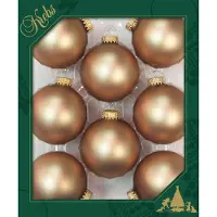 Merkloos 8x stuks glazen kerstballen 7 cm cappuccino velvet bruin mat - Kerstbal