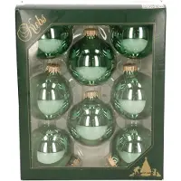 Merkloos Krebs Kerstballen - jade groen - 8ST - glas - 7 cm - glans - Kerstbal