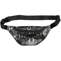 Merkloos Zwarte/witte slangenprint heuptas/fanny pack/cross body tas 31 cm - Heuptassen