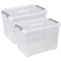 Curver Handy+ Opbergbox - 65L - 2 stuks - Transparant met deksel