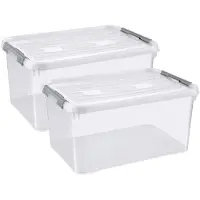 Curver Handy+ Opbergbox - 50L - 2 stuks - Transparant met deksel