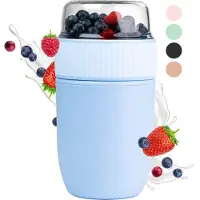 Coninx Yoghurtbeker to go - Mueslibeker to go 640ml (450ml + 190ml) - Lunchbeker - Muesli beker Yogo (Blauw)