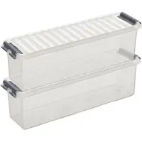 Sunware 2x Kunststof stapelbare opbergbak 1,3 liter 27 x 8,4 x 9 cm - Opbergbox