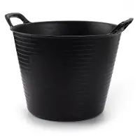 Forte Plastics Plasticforte flexibele emmer/kuip - zwart - kunststof - rond - 25 liter - 42 x 38 x 33 cm - Wasmanden