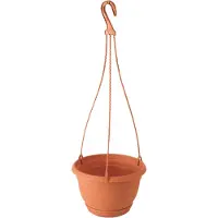 Prosperplast Bloempot hangend - terracotta - kunststof - Dia 21 cm - Tuin/buiten - ophanghaak - Plantenpotten