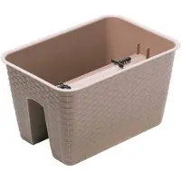 Prosperplast 1x Kunststof Ratolla rechthoekige rotan balkon plantenpotten/bloempotten taupe 13 liter - Plantenpotten