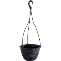 Prosperplast 1x Stuks antraciet hangende kunststof Splofy bloempotten/plantenpotten met schotel 4,8 liter - Plantenpotten