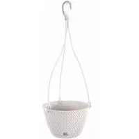 Prosperplast 1x Stuks witte hangende kunststof Splofy bloempotten/plantenpotten met schotel 4,8 liter - Plantenpotten