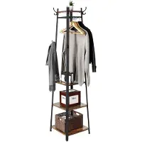 Acaza Staande kapstok - industriële look - 8 haken - 45x181x45 cm - vintage bruin