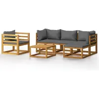 vidaXL 6-delige Loungeset met kussens massief acaciahout