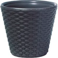 Prosperplast 1x Stuks kunststof Rato rotan bloempotten/plantenpotten antraciet 30 cm - Plantenpotten