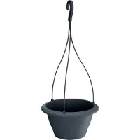 Prosperplast 1x Antraciet kunststof hangende Respana bloempotten/plantenpotten 23 cm met kunststof haak - Plantenpotten