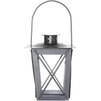 Fancy flames Zilveren tuin lantaarn/windlicht van ijzer 12 x 12 x 16 cm - Lantaarns