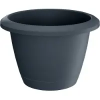 Prosperplast 1x Stuks kunststof Respana bloempotten/plantenpotten antraciet 24 cm inclusief onderzetter - Plantenpotten