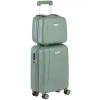 Carryon Skyhopper Handbagage en Beautycase - 55cm TSA Trolley en Make-up koffer - Olijf