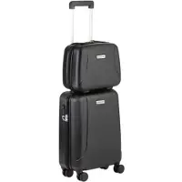 Carryon Skyhopper Handbagage en Beautycase - 55cm TSA Trolley en Make-up koffer - Zwart